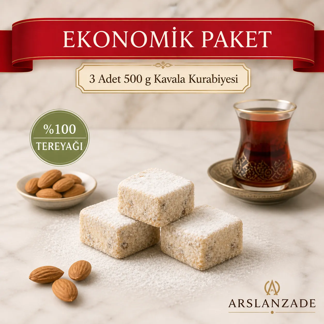 3 Adet %100 Tereyağlı Kavala Kurabiyesi Avantaj Paketi