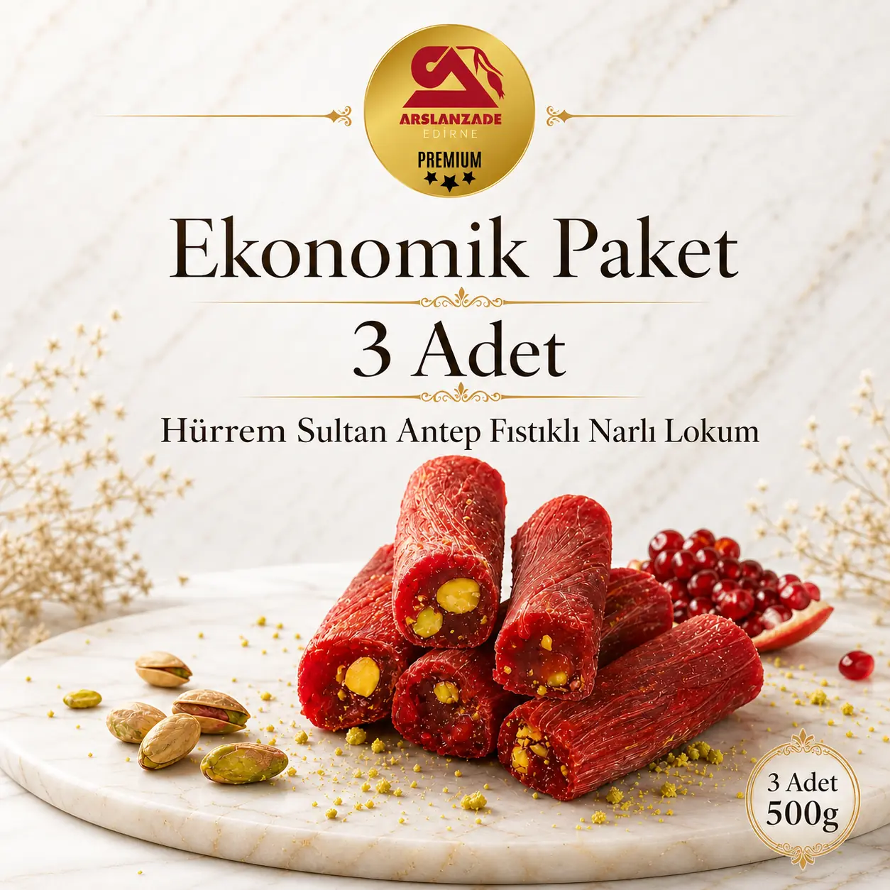 3 Adet 500g Hürrem Sultan Lokumu Avantaj Paketi